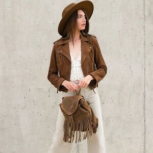 Joyfolie Roxana Leather Jacket Nutmeg NWOT